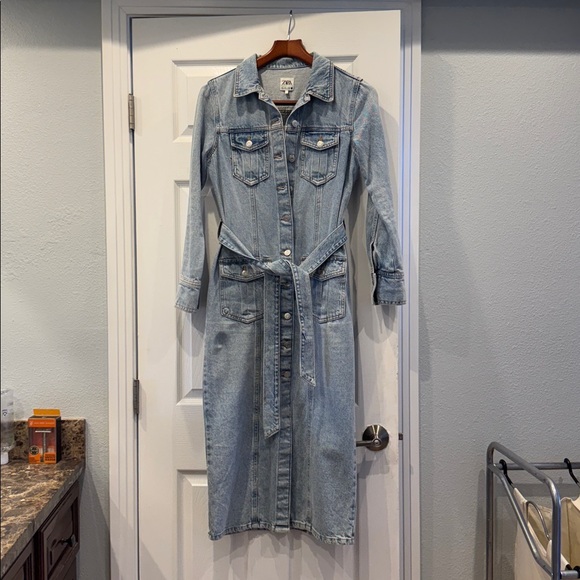 Zara Denim Long Sleeve Dress - Picture 3 of 4